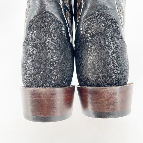 Lucchese Black Rosa Muerte Skull Rose Embroidered Western Cowgirl Boot size 7.5 - Picture 9 of 12